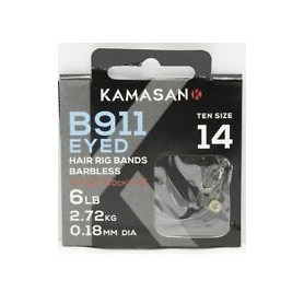Kamasan B911 Eyed Hair Rig Bands Barbless 12"