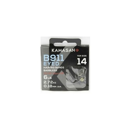 Kamasan B911 Eyed Hair Rig Bands Barbless 12"
