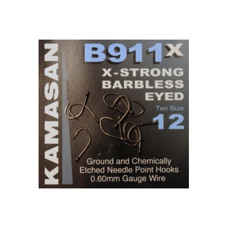 Kamasan b911x barbless eyed hooks